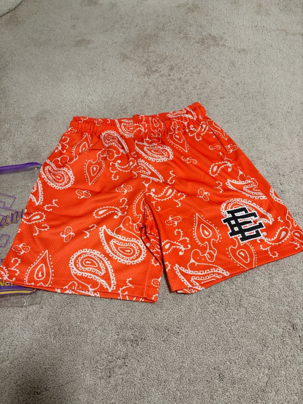 Eric Emanuel EE Basic Mesh Shorts - Orange Paisley - Size XL - SALE